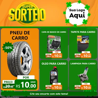 Modelo de Rede Social para Feed Facebook com o tema Super Sorteio para Auto peças