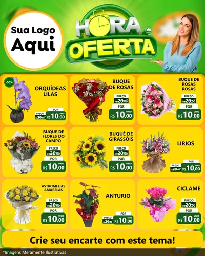Modelo de Rede Social para Feed Instagram com o tema Hora da Oferta para Floricultura e jardim
