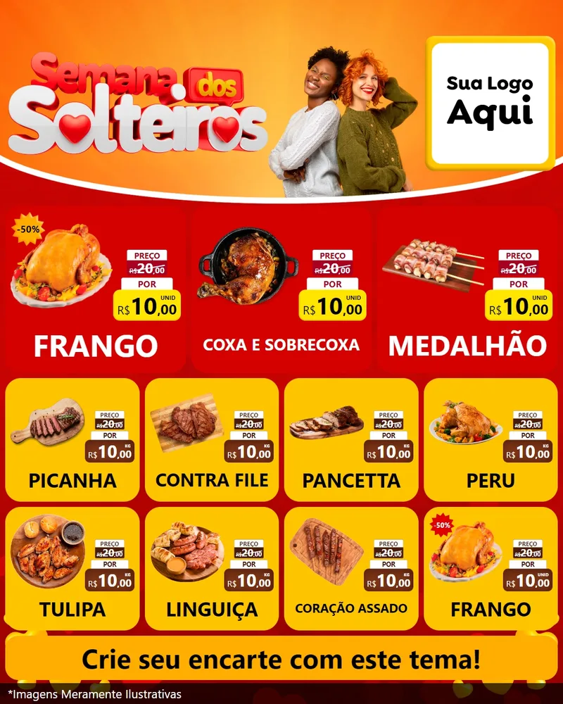 Modelo de Rede Social para Feed Instagram com o tema Semana dos Solteiros para Assados