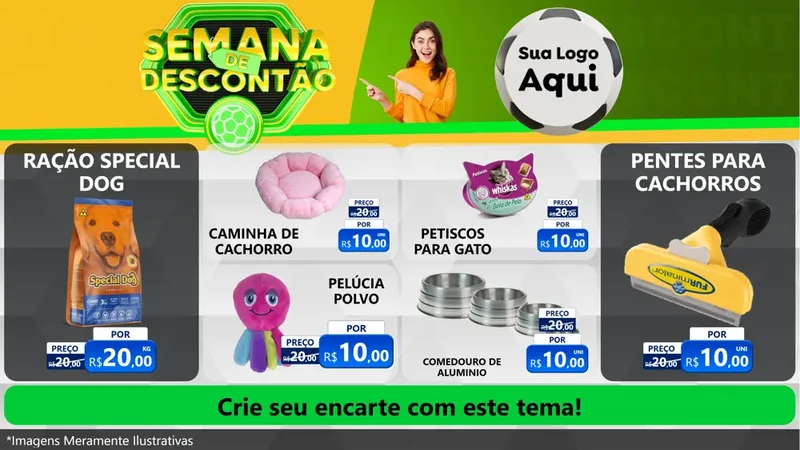 Modelo de TV para TV Horizontal com o tema Semana de Descontão - Copa para Pet Shop