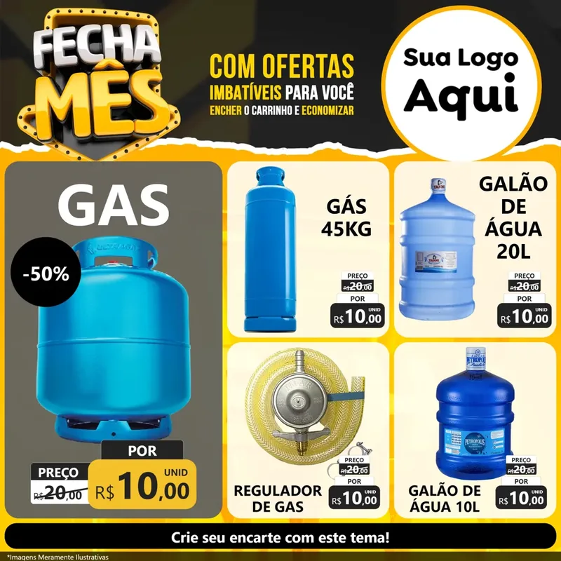Modelo de Rede Social para Feed Facebook com o tema Fecha Mês para Água e gás