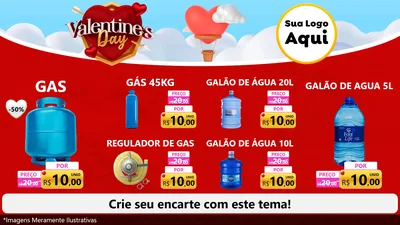 Modelo de TV para TV Horizontal com o tema Valentine's Day para Água e gás
