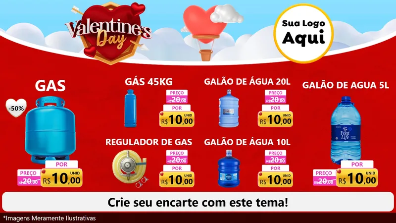 Modelo de TV para TV Horizontal com o tema Valentine's Day para Água e gás