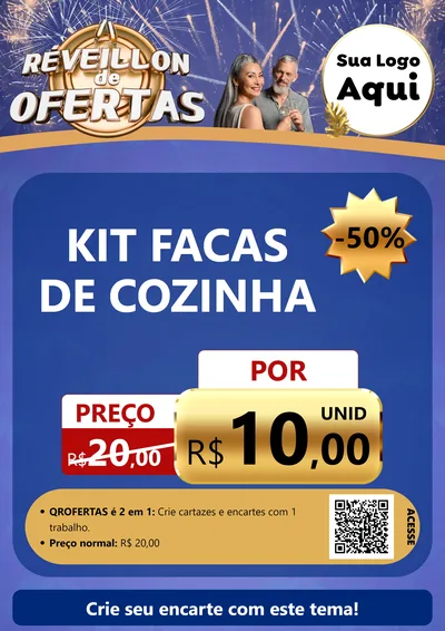 Modelo de Cartaz para Cartaz A4 Vertical com o tema Réveillon de Ofertas para Utilidades Domésticas