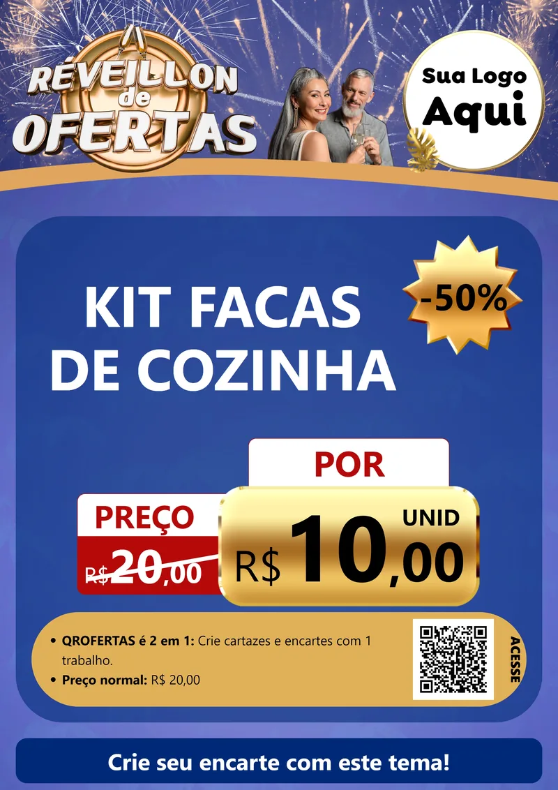 Modelo de Cartaz para Cartaz A4 Vertical com o tema Réveillon de Ofertas para Utilidades Domésticas