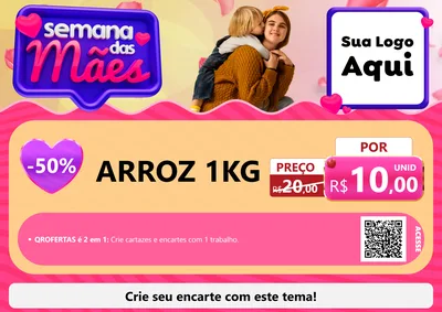 Modelo de Cartaz para Cartaz A4 Horizontal com o tema Semana das Mães para Supermercado