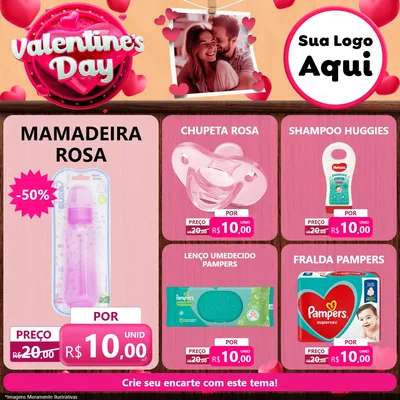 Modelo de Rede Social para Feed Facebook com o tema Valentine's Day para Bebês