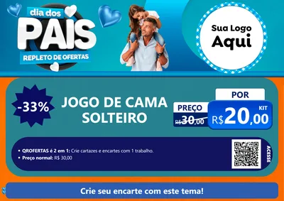 Modelo de Cartaz para Cartaz A4 Horizontal com o tema Dia Dos Pais Repleto de Ofertas para Cama, Mesa e Banho