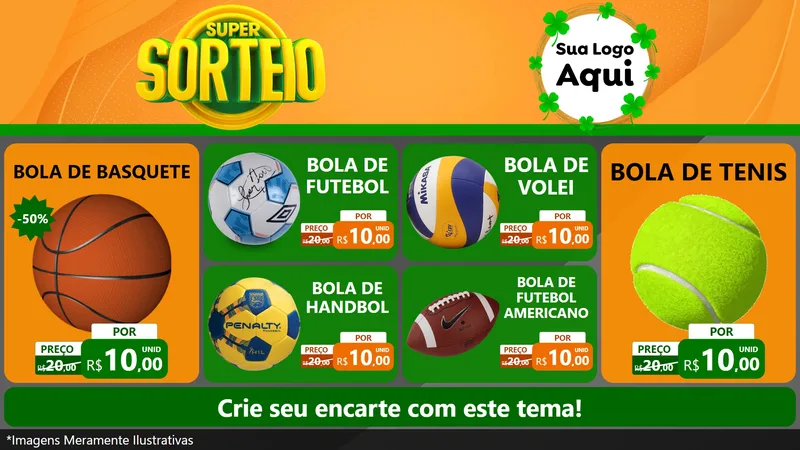 Modelo de TV para TV Horizontal com o tema Super Sorteio para Artigos Esportivos