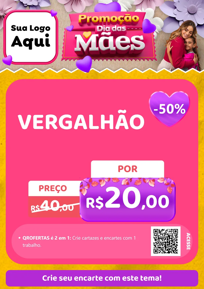Modelo de Cartaz para Cartaz A4 Vertical com o tema Promoção Dia das Mães para Ferragens