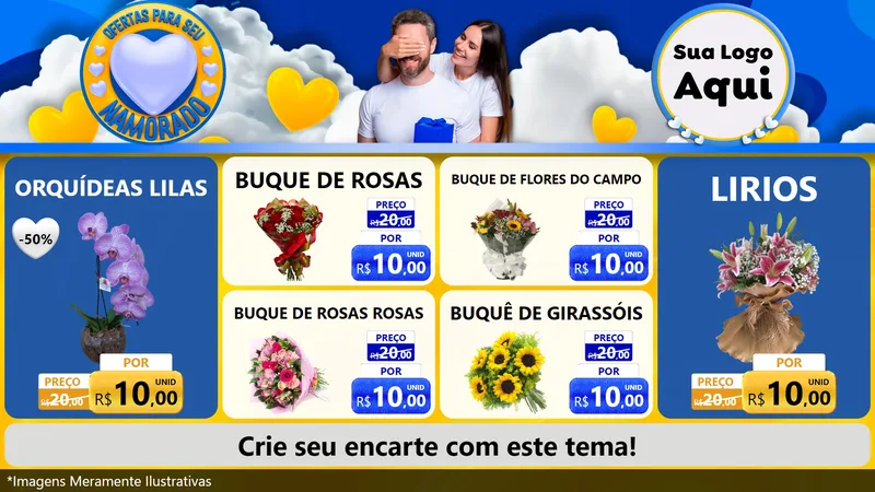 Modelo de TV para TV Horizontal com o tema Ofertas Para Seu Namorado para Floricultura e jardim