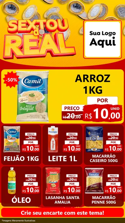 Modelo de Rede Social para Stories com o tema Sextou do Real para Supermercado