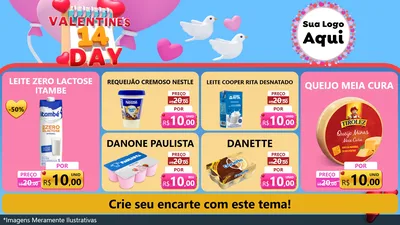 Modelo de TV para TV Horizontal com o tema Valentine's Day para Frios e Laticínios