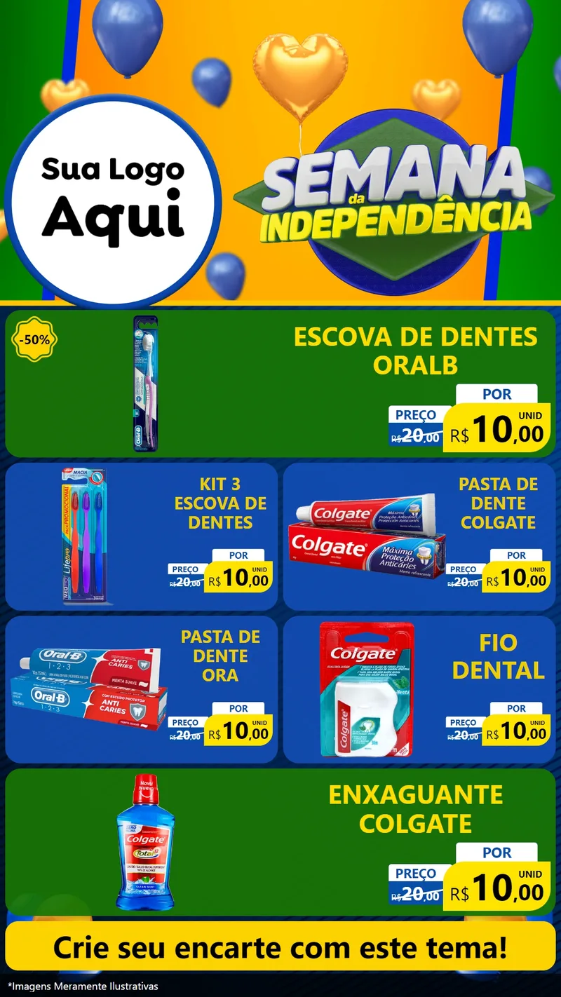 Modelo de TV para TV Vertical com o tema Semana da Independência para Higiene Pessoal