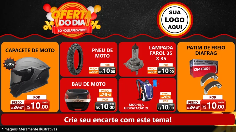 Modelo de TV para TV Horizontal com o tema Oferta do Dia - Só hoje, Aproveite! para Moto peças