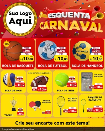 Modelo de Rede Social para Feed Instagram com o tema Esquenta Carnaval para Artigos Esportivos