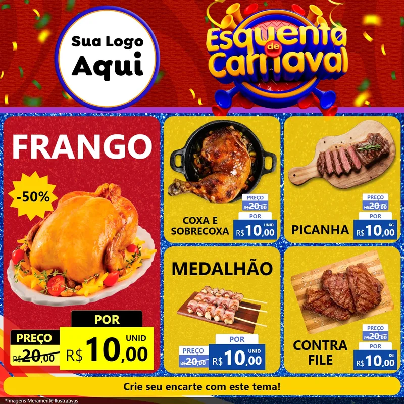 Modelo de Rede Social para Feed Facebook com o tema Esquenta de Carnaval para Assados