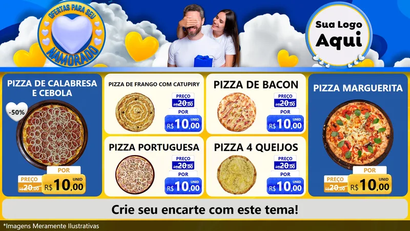 Modelo de TV para TV Horizontal com o tema Ofertas Para Seu Namorado para Pizzaria