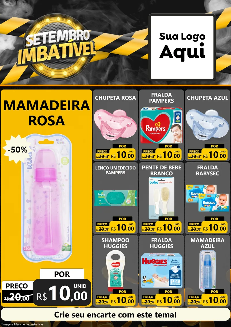 Modelo de Encarte para Encarte A4 Vertical com o tema Setembro Imbatível para Bebês