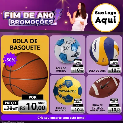 Modelo de Rede Social para Feed Facebook com o tema Fim de Ano Promoções para Artigos Esportivos