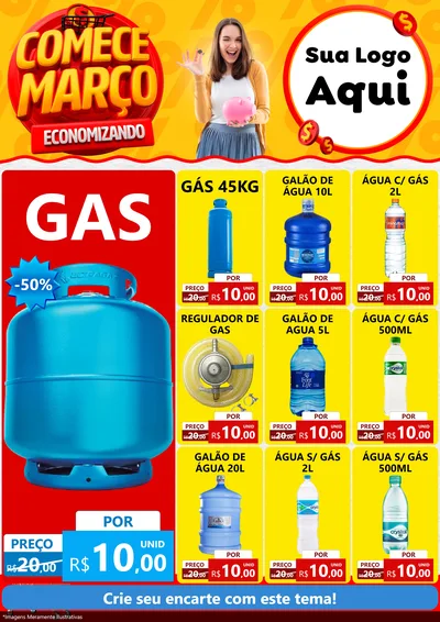 Modelo de Encarte para Encarte A4 Vertical com o tema Comece Março Economizando para Água e gás