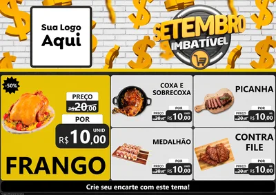 Modelo de Encarte para Encarte A4 Horizontal com o tema Setembro Imbatível para Assados