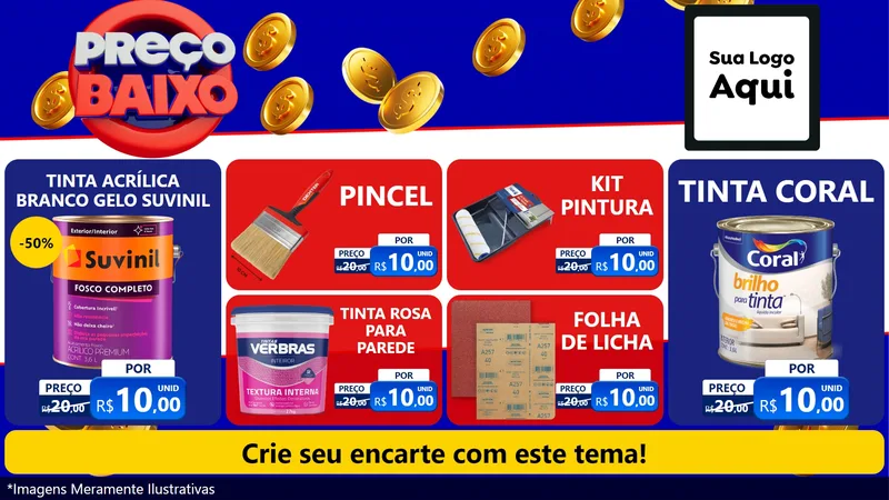 Modelo de TV para TV Horizontal com o tema Preço Baixo para Tintas e Ferramentas