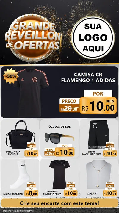 Modelo de Rede Social para Stories com o tema Grande Réveillon de Ofertas para Roupas e acessórios