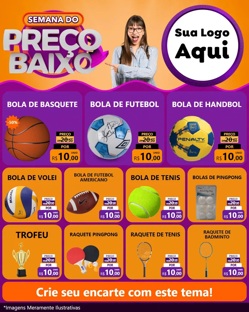 Modelo de Rede Social para Feed Instagram com o tema Semana do Preço Baixo para Artigos Esportivos