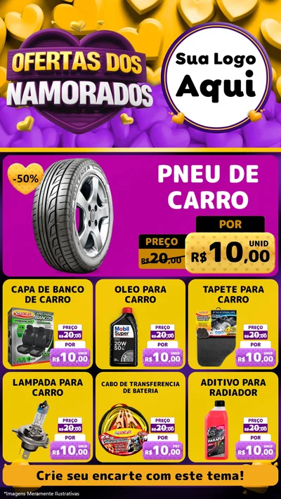 Modelo de Rede Social para Stories com o tema Oferta Dos Namorados para Auto peças