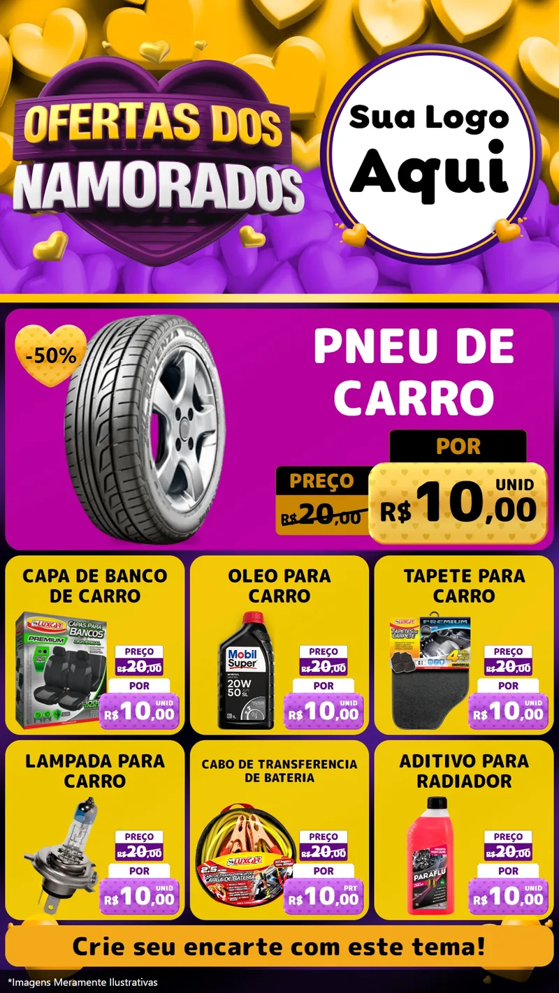 Modelo de Rede Social para Stories com o tema Oferta Dos Namorados para Auto peças