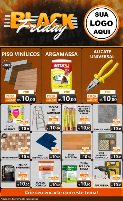 Modelo de Encarte para Encarte Grande com o tema Black Friday para Material para Construção