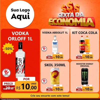 Modelo de Rede Social para Feed Facebook com o tema Sexta da Economia para Distribuidora de bebidas