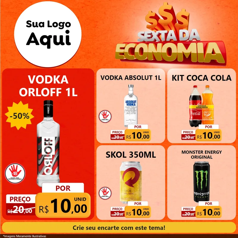 Modelo de Rede Social para Feed Facebook com o tema Sexta da Economia para Distribuidora de bebidas