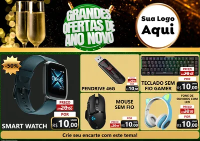 Modelo de Encarte para Encarte A4 Horizontal com o tema Grandes Ofertas de Ano Novo para Informática