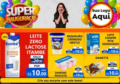 Modelo de Encarte para Encarte A4 Horizontal com o tema Super Inauguração para Frios e Laticínios