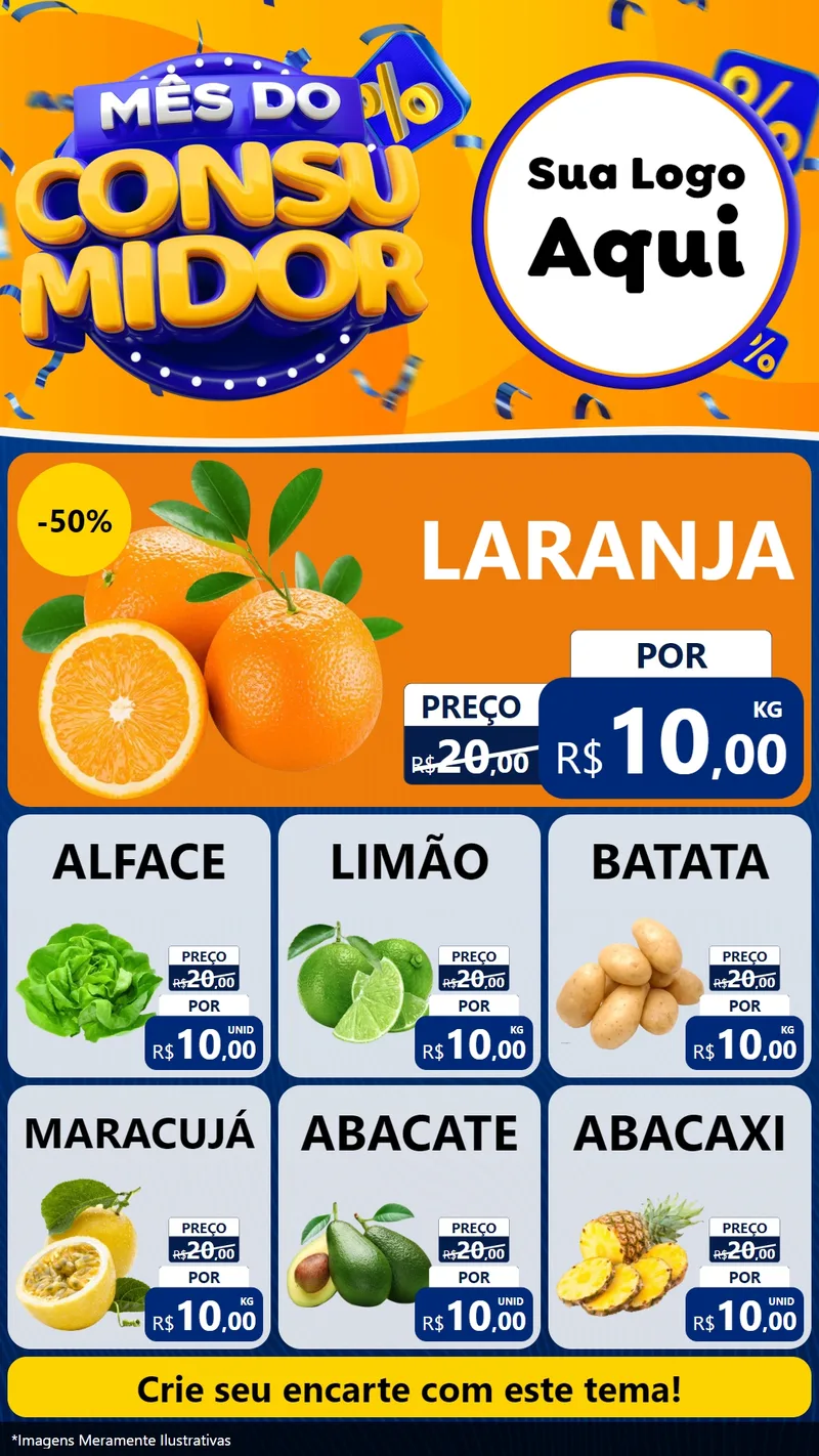 Modelo de Rede Social para Stories com o tema Mês do Consumidor para Hortifrúti