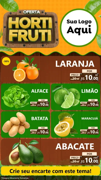 Modelo de TV para TV Vertical com o tema Oferta Hortifrúti para Hortifrúti