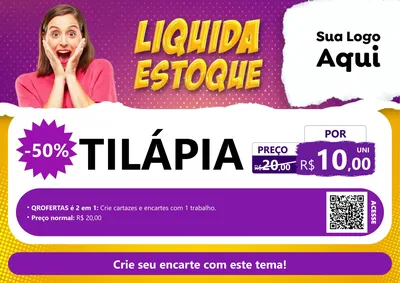 Modelo de Cartaz para Cartaz A4 Horizontal com o tema Liquida estoque para Peixaria