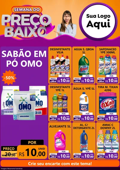 Modelo de Encarte para Encarte A4 Vertical com o tema Semana do Preço Baixo para Produtos de Limpeza