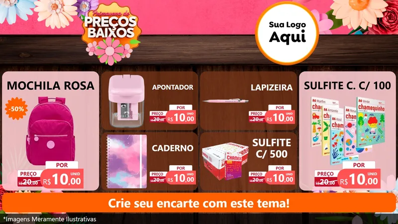 Modelo de TV para TV Horizontal com o tema Primavera de Preços Baixos para Papelaria
