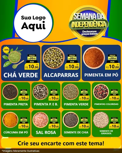 Modelo de Rede Social para Feed Instagram com o tema Semana da Independência Declaramos Preços Baixos para Produtos Naturais