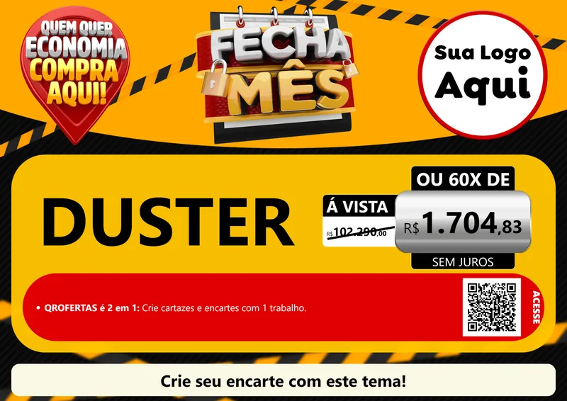 Modelo de Cartaz para Cartaz A4 Horizontal com o tema Fecha Mês para Concessionaria de Carros
