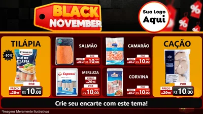 Modelo de TV para TV Horizontal com o tema Black November para Peixaria
