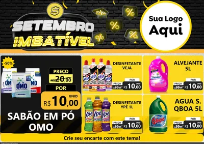 Modelo de Encarte para Encarte A4 Horizontal com o tema Setembro Imbatível para Produtos de Limpeza