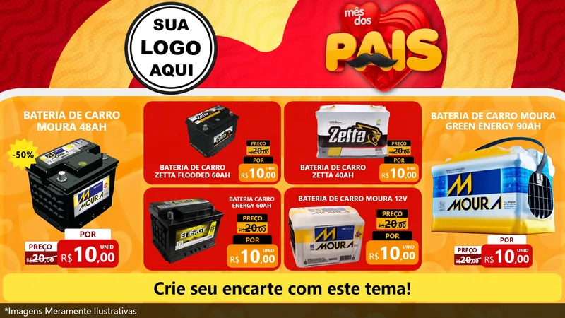 Modelo de TV para TV Horizontal com o tema Mês Dos Pais para Baterias Elétricas