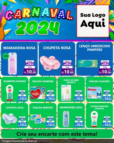 Modelo de Rede Social para Feed Instagram com o tema Carnaval 2027 para Bebês