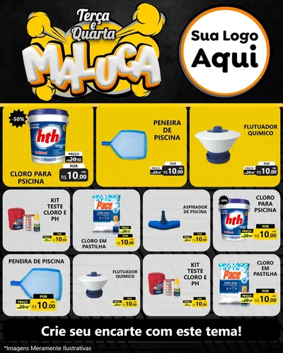 Modelo de Rede Social para Feed Instagram com o tema Terça e Quarta Maluca para Produtos para Piscina