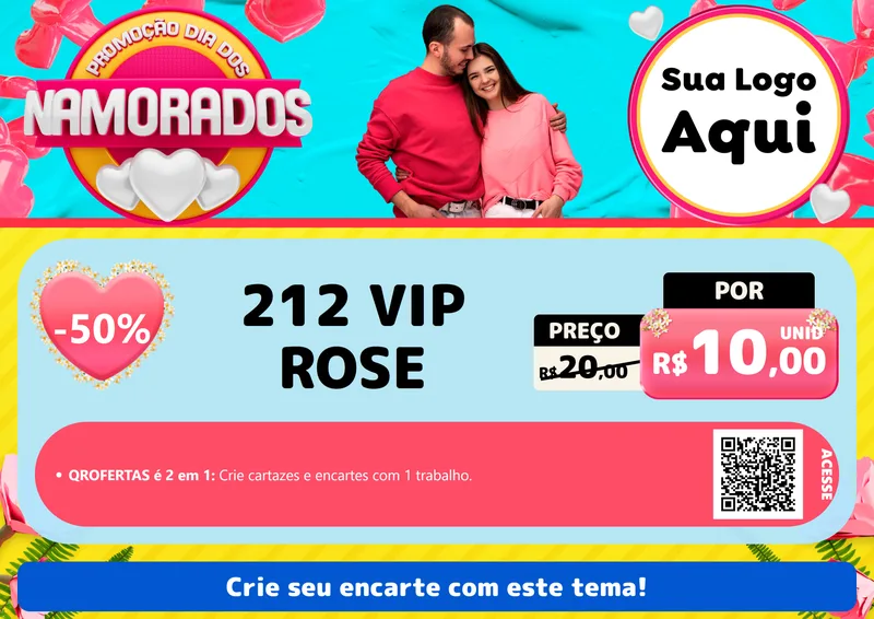 Modelo de Cartaz para Cartaz A4 Horizontal com o tema Promoção Dia dos Namorados para Perfumes