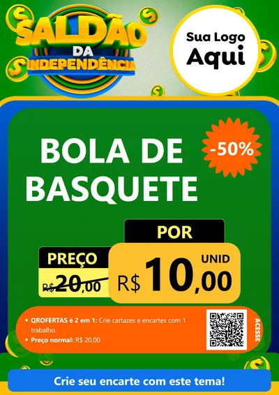 Modelo de Cartaz para Cartaz A4 Vertical com o tema Saldão da Indepêndencia para Artigos Esportivos